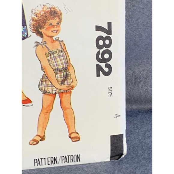 McCall's Girls Jumpsuit Skirt Sewing Pattern Sz 4 7892 - Uncut - Picture 2 of 4